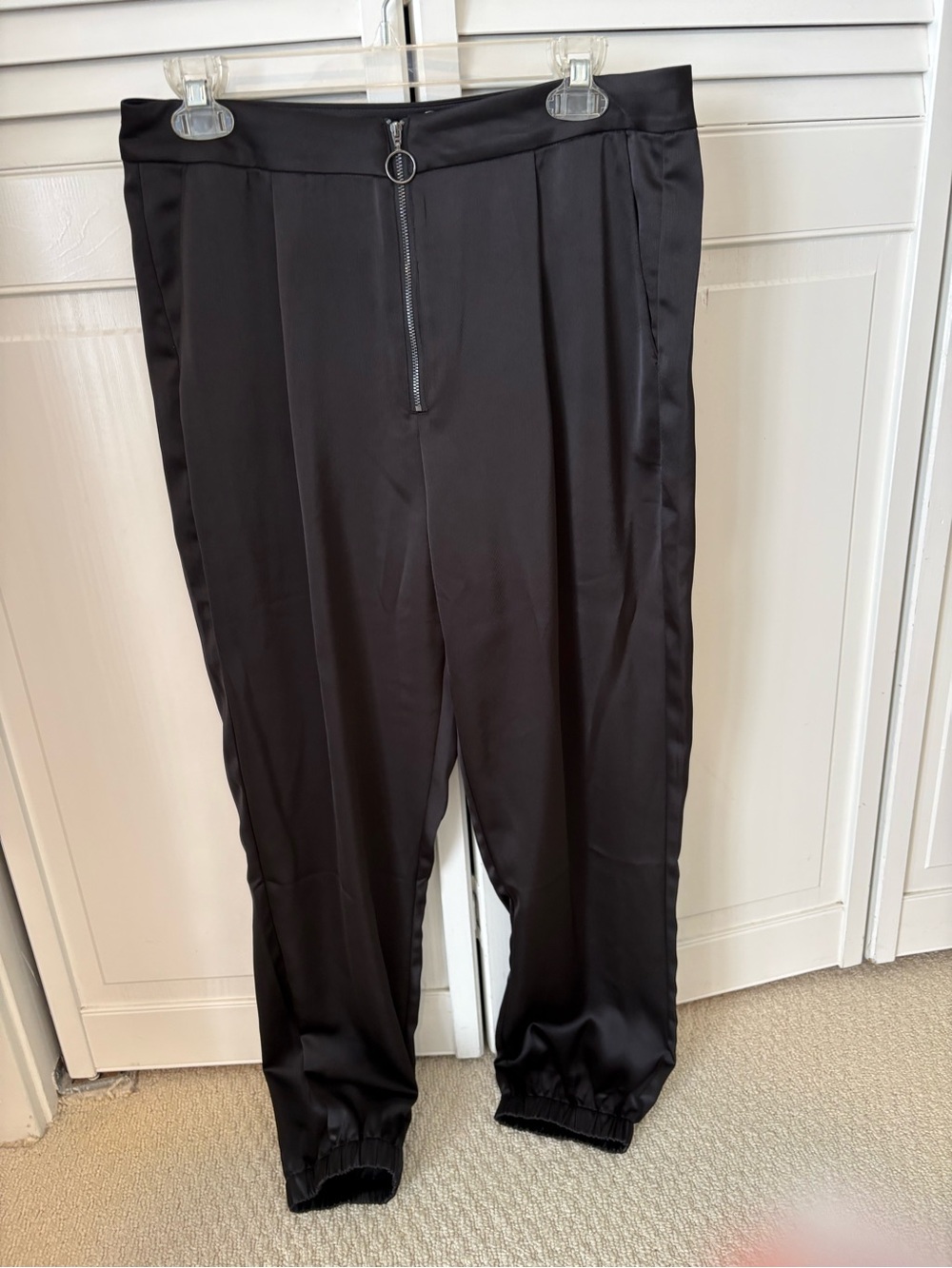 PAIGE Black Zip-Front Jogger Pants